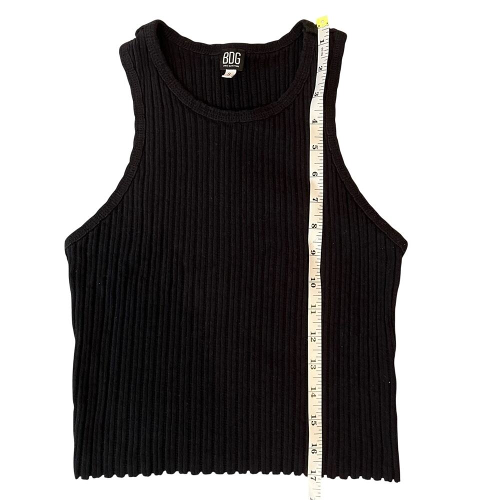 BDG Urban Outfitters Black Ribbed High Neck Cropped Tank Top Sz Small Basic - Picture 4 of 5